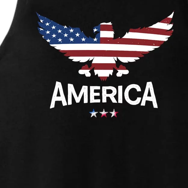 American Flag Eagle Ladies Tri-Blend Wicking Tank