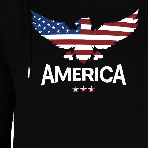 American Flag Eagle Womens Funnel Neck Pullover Hood