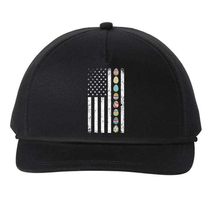 American Flag Easter Egg Hunting Cool Patriotic Spring Snapback Five-Panel Rope Hat