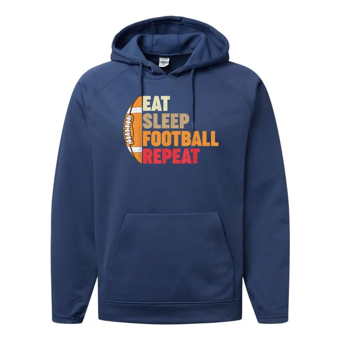 American Football Eat Sleep Football Repeat Performance Fleece Hoodie