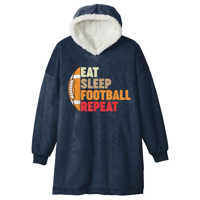 American Football Eat Sleep Football Repeat Hooded Wearable Blanket