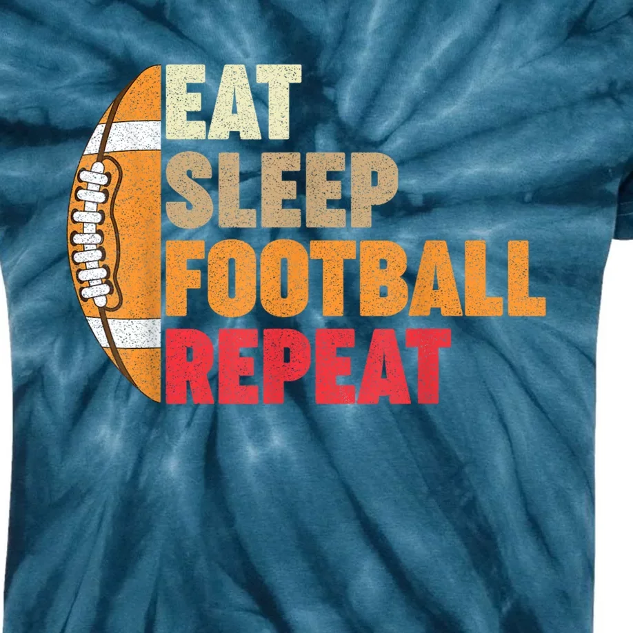 American Football Eat Sleep Football Repeat Kids Tie-Dye T-Shirt