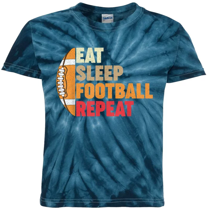 American Football Eat Sleep Football Repeat Kids Tie-Dye T-Shirt