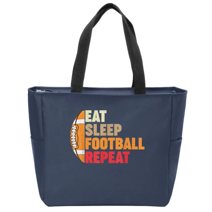 American Football Eat Sleep Football Repeat Zip Tote Bag