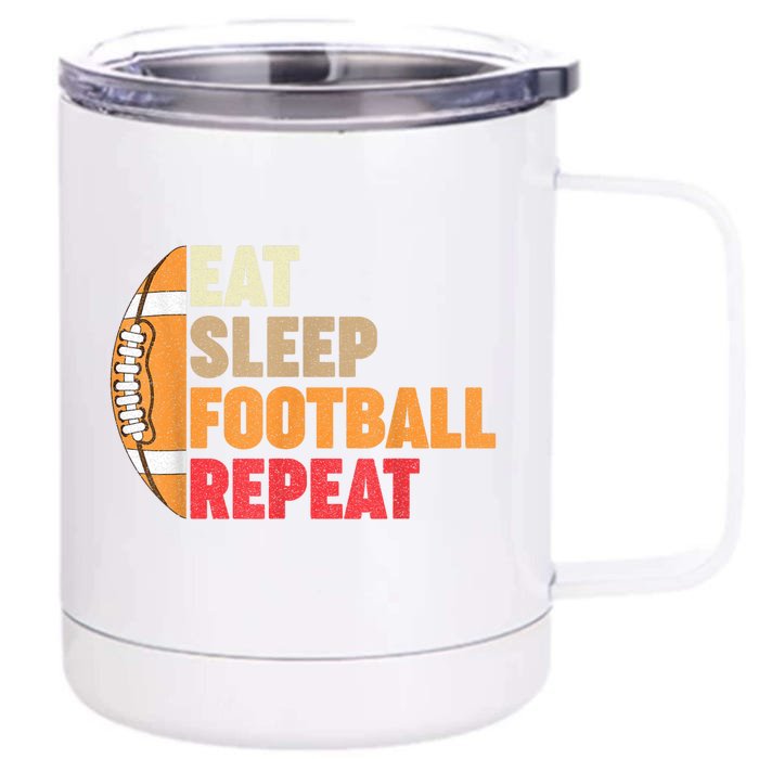 American Football Eat Sleep Football Repeat Front & Back 12oz Stainless Steel Tumbler Cup