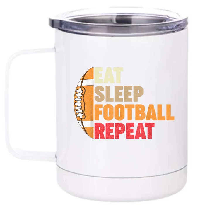 American Football Eat Sleep Football Repeat Front & Back 12oz Stainless Steel Tumbler Cup