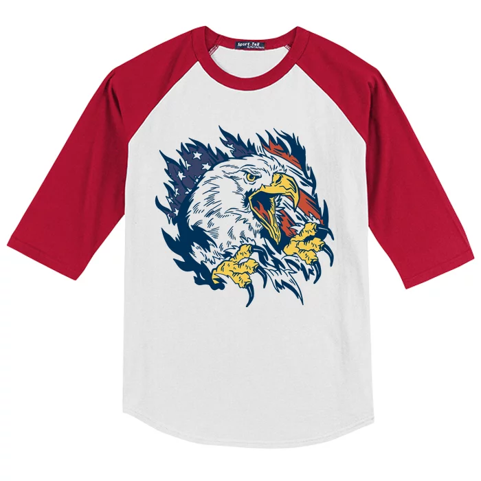 American Flag Eagle Patriot Gift Kids Colorblock Raglan Jersey