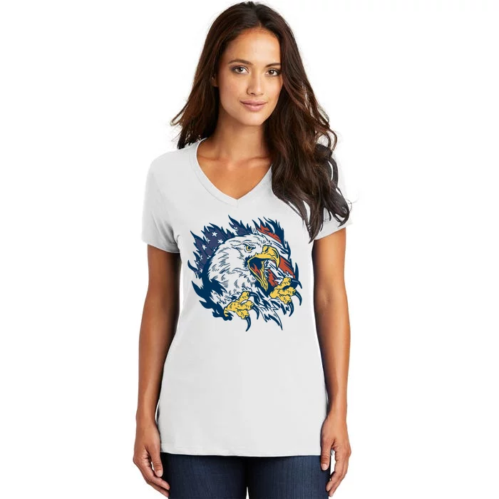 American Flag Eagle Patriot Gift Women's V-Neck T-Shirt