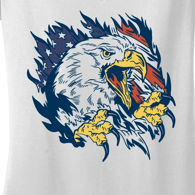 American Flag Eagle Patriot Gift Women's V-Neck T-Shirt