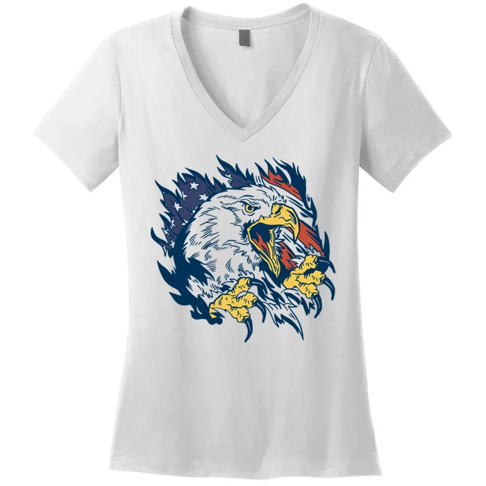 American Flag Eagle Patriot Gift Women's V-Neck T-Shirt