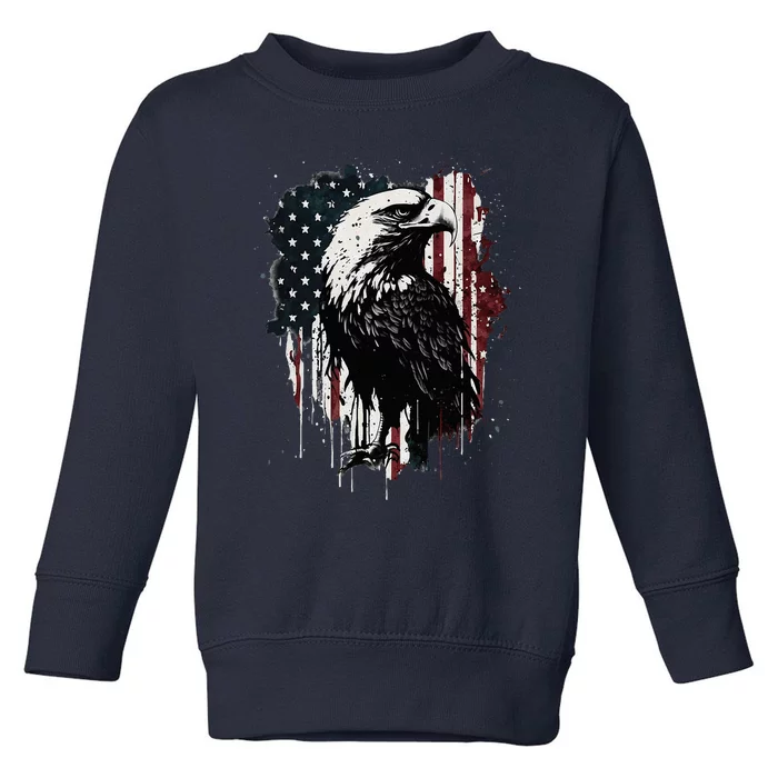 American Flag Eagle 4th Of July Independence Day Patriotic Toddler Sweatshirt