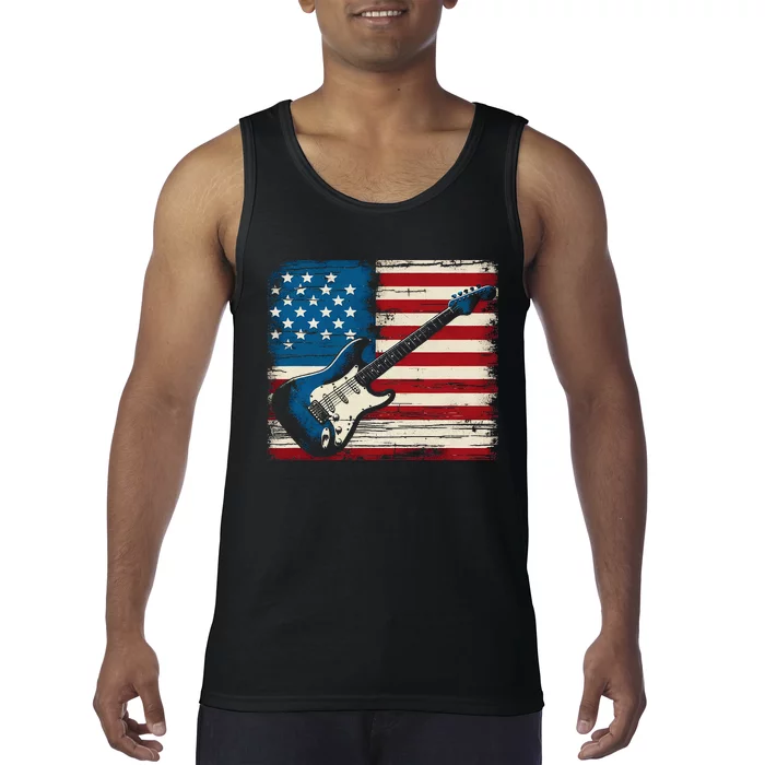 American Flag Electric Guitar Music Lover Tank Top