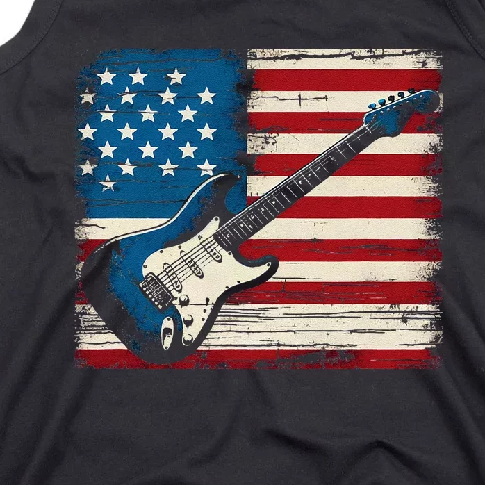 American Flag Electric Guitar Music Lover Tank Top