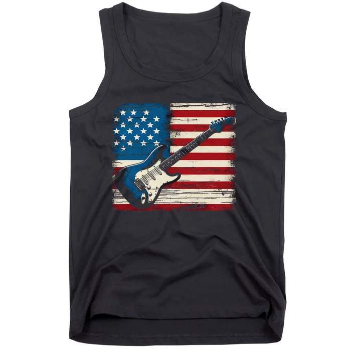 American Flag Electric Guitar Music Lover Tank Top