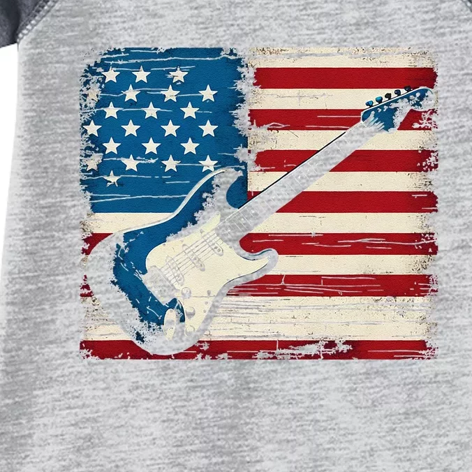 American Flag Electric Guitar Music Lover Infant Baby Jersey Bodysuit