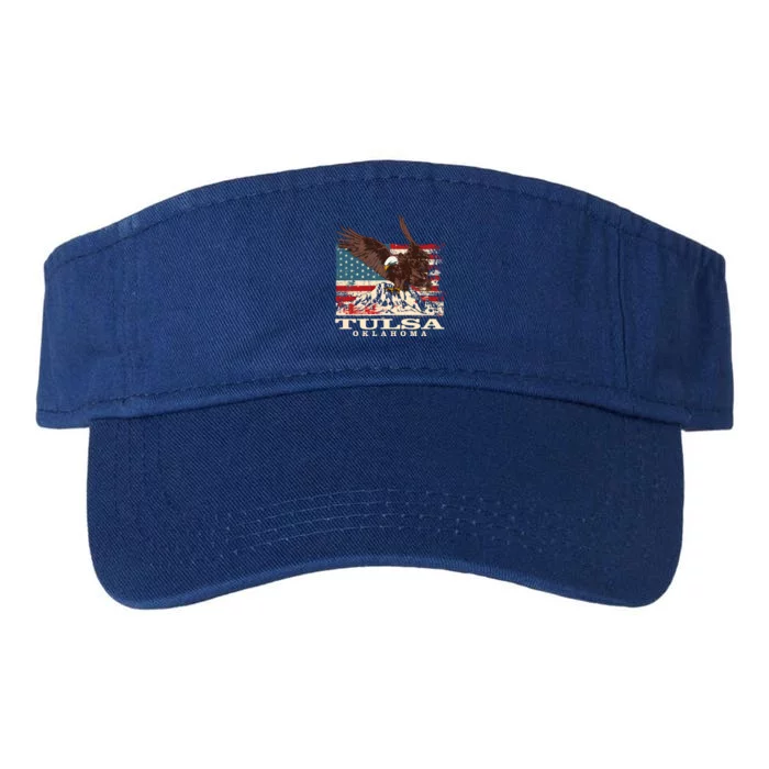 American Flag Eagle Tulsa Patriotic Oklahoma Patriotism Gift Valucap Bio-Washed Visor