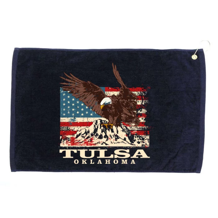 American Flag Eagle Tulsa Patriotic Oklahoma Patriotism Gift Grommeted Golf Towel