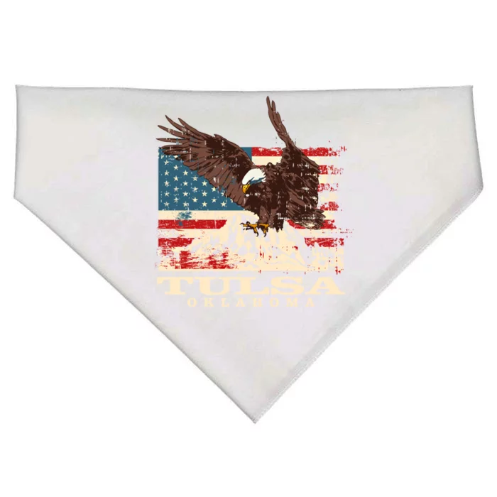 American Flag Eagle Tulsa Patriotic Oklahoma Patriotism Gift USA-Made Doggie Bandana