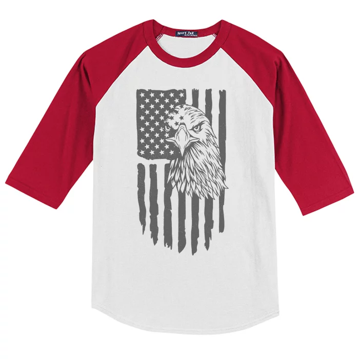 American Flag Eagle Patriot Kids Colorblock Raglan Jersey