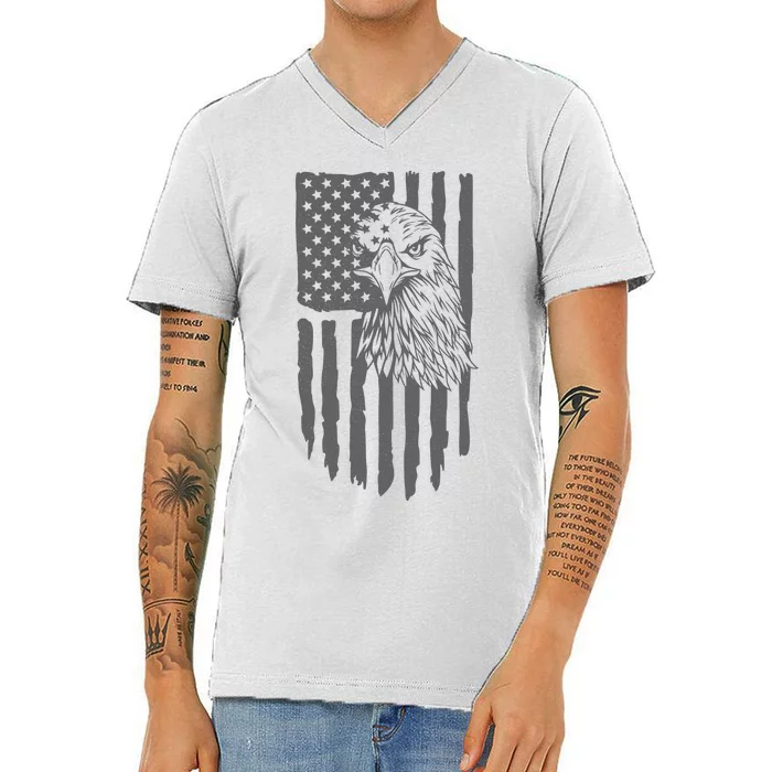 American Flag Eagle Patriot V-Neck T-Shirt