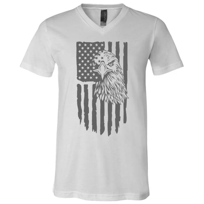 American Flag Eagle Patriot V-Neck T-Shirt