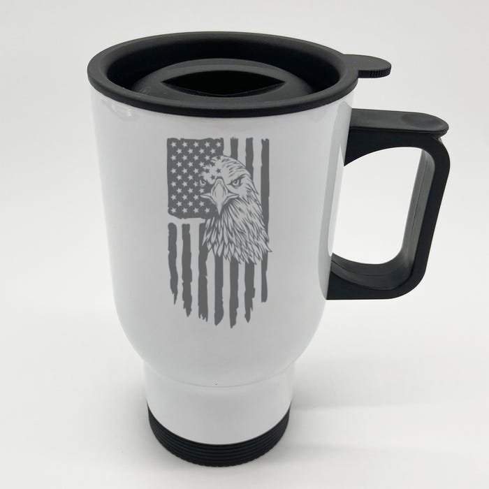 American Flag Eagle Patriot Front & Back Stainless Steel Travel Mug