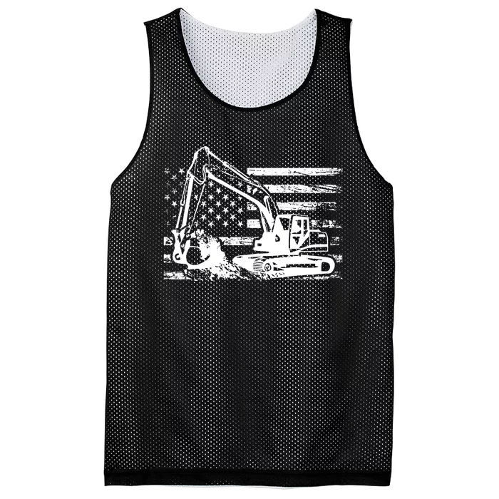 American Flag Excavator Mesh Reversible Basketball Jersey Tank