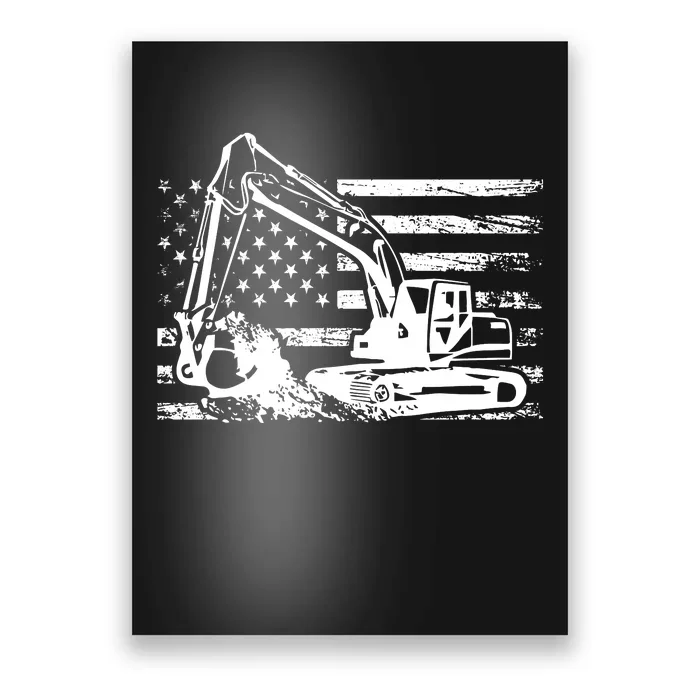 American Flag Excavator Poster