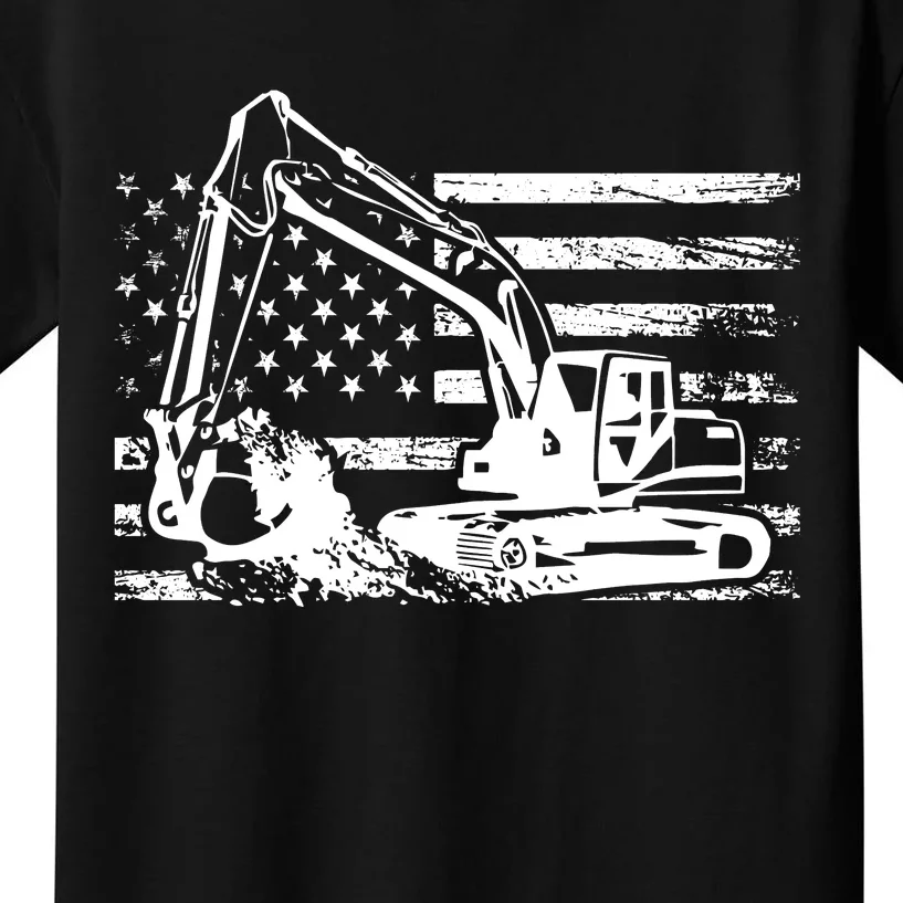 American Flag Excavator Kids T-Shirt