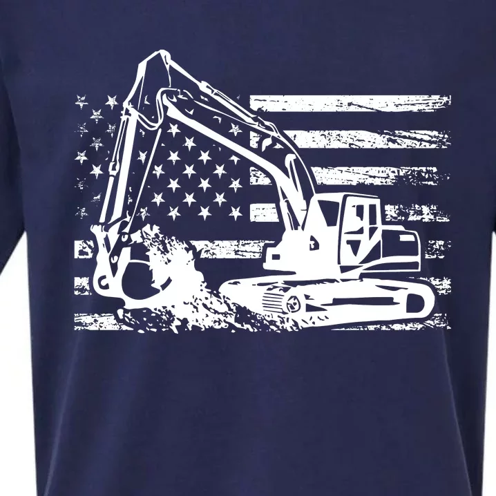 American Flag Excavator Sueded Cloud Jersey T-Shirt