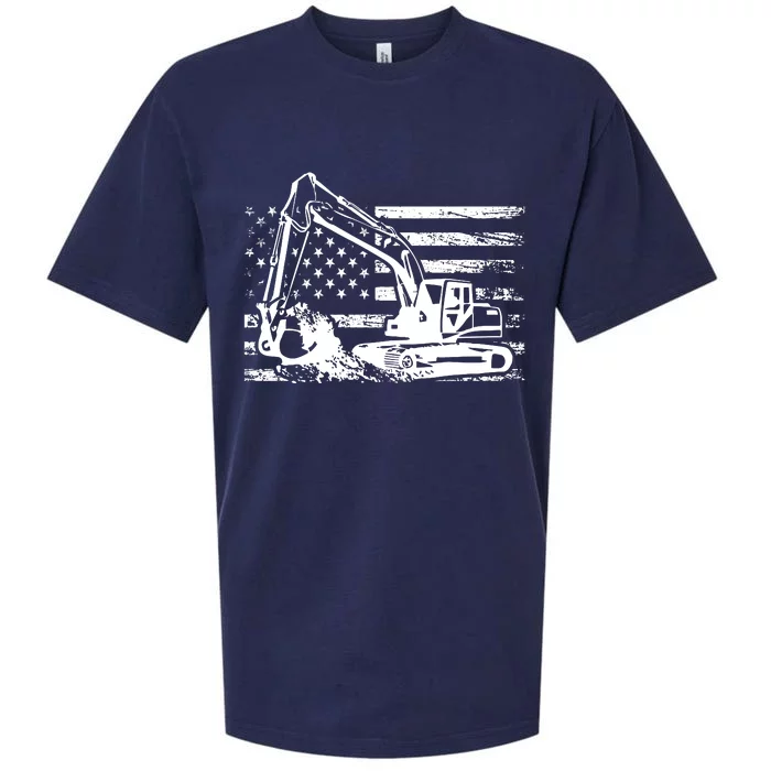 American Flag Excavator Sueded Cloud Jersey T-Shirt