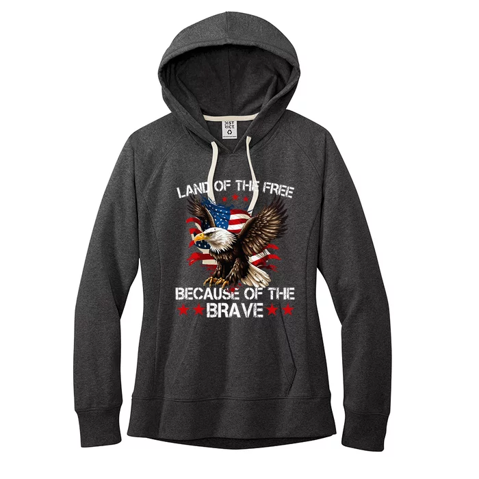 American Flag Eagle 4th Of July Land Of The Free Women's Fleece Hoodie