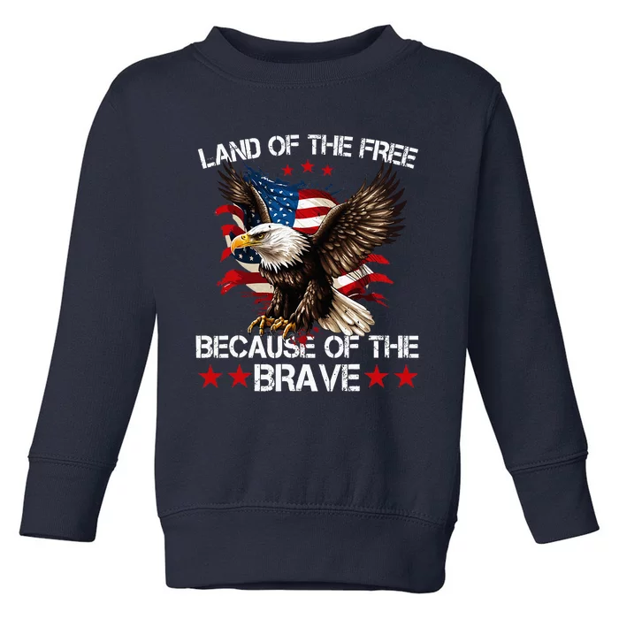 American Flag Eagle 4th Of July Land Of The Free Toddler Sweatshirt