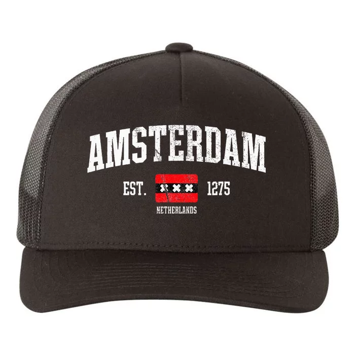 Amsterdam Flag Est. 1275 Netherlands Souvenir Yupoong Adult 5-Panel Trucker Hat