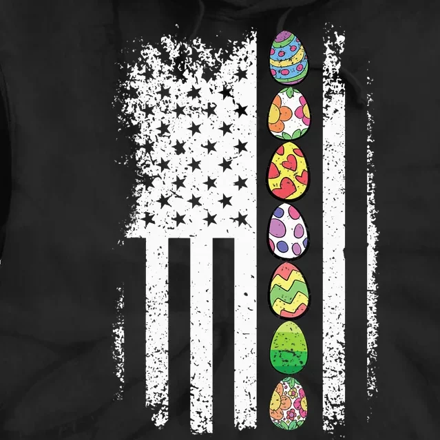 American Flag Easter Egg Hunting Cool Patriotic Spring Tie Dye Hoodie