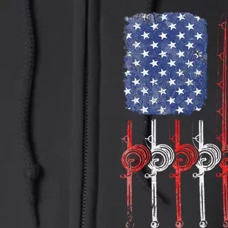 American Flag Fishing Rod For Fishing Lovers Full Zip Hoodie