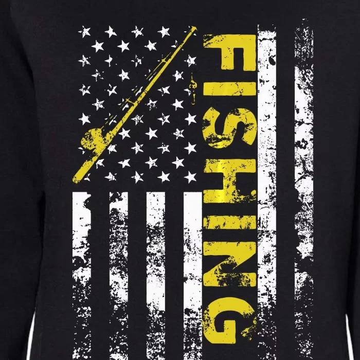 American Flag Fishing Rod USA Patriotic Hoodie Womens California Wash Sweatshirt