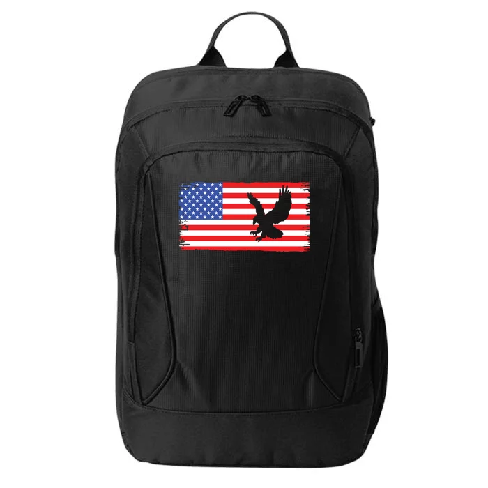 American Flag Flying Eagle City Backpack