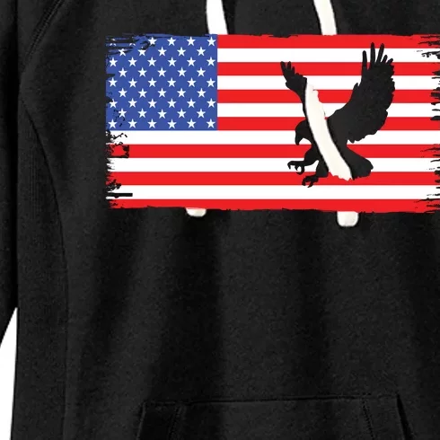 American Flag Flying Eagle Women's Fleece Hoodie