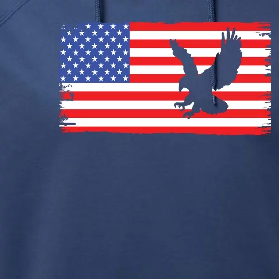 American Flag Flying Eagle Performance Fleece Hoodie