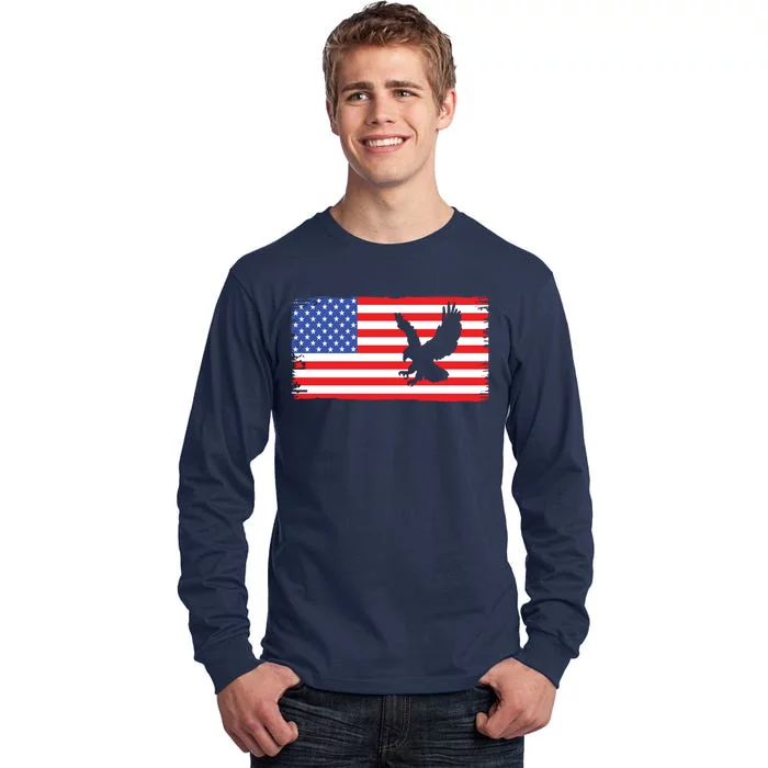 American Flag Flying Eagle Tall Long Sleeve T-Shirt