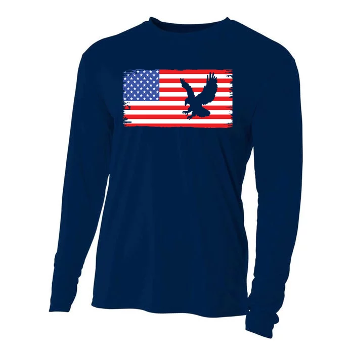 American Flag Flying Eagle Cooling Performance Long Sleeve Crew