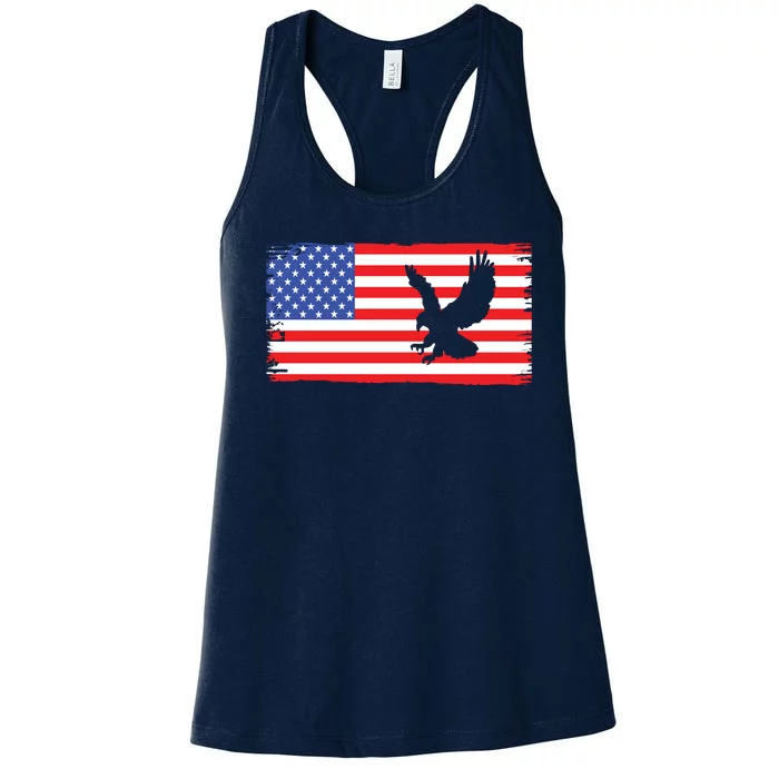 American Flag Flying Eagle Women's Racerback Tank