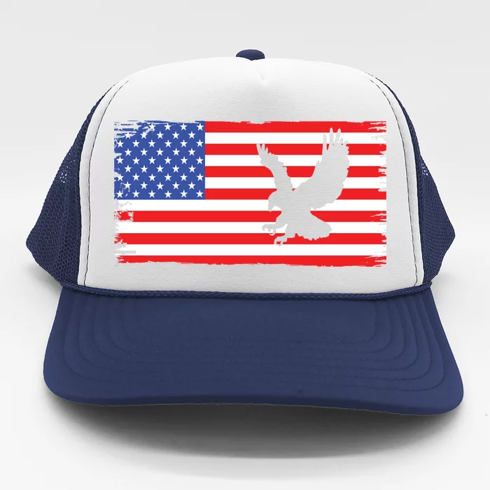 American Flag Flying Eagle Trucker Hat