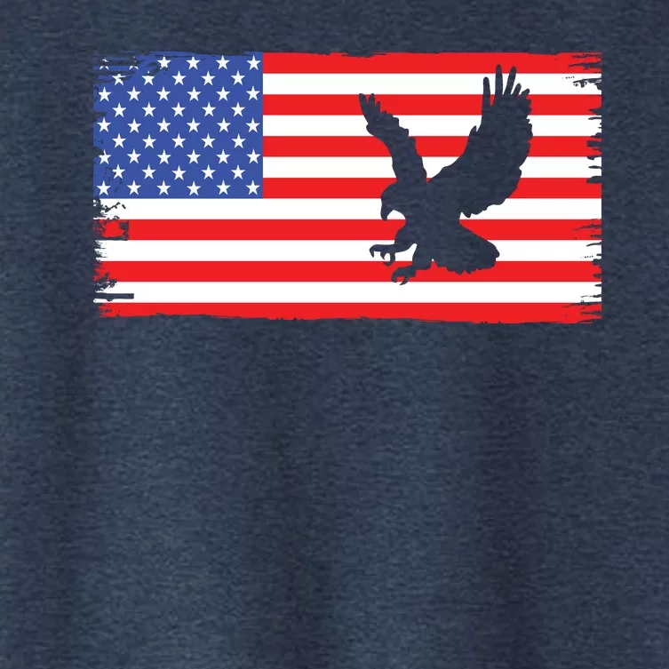 American Flag Flying Eagle Women's Crop Top Tee