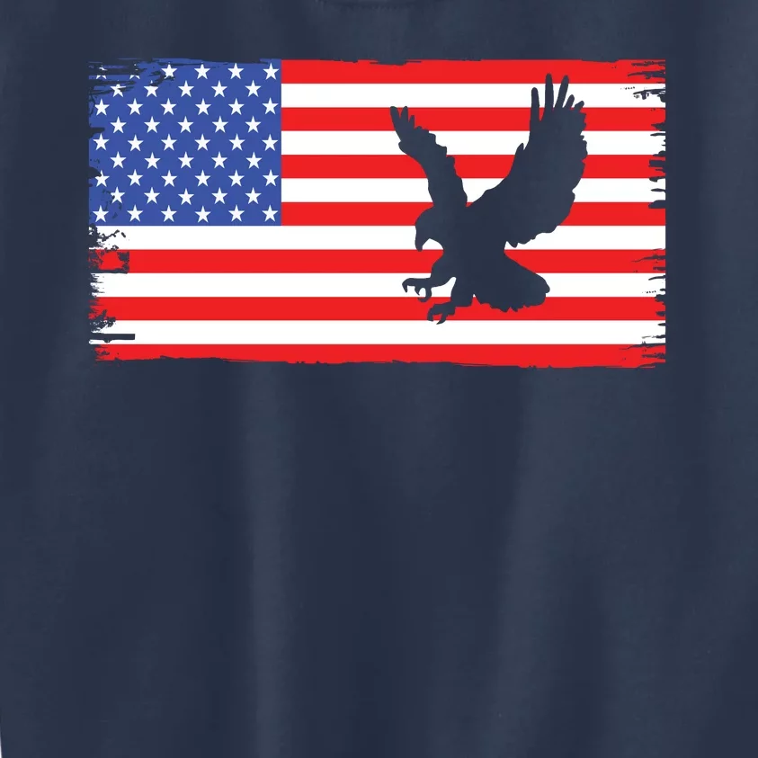 American Flag Flying Eagle Kids Sweatshirt