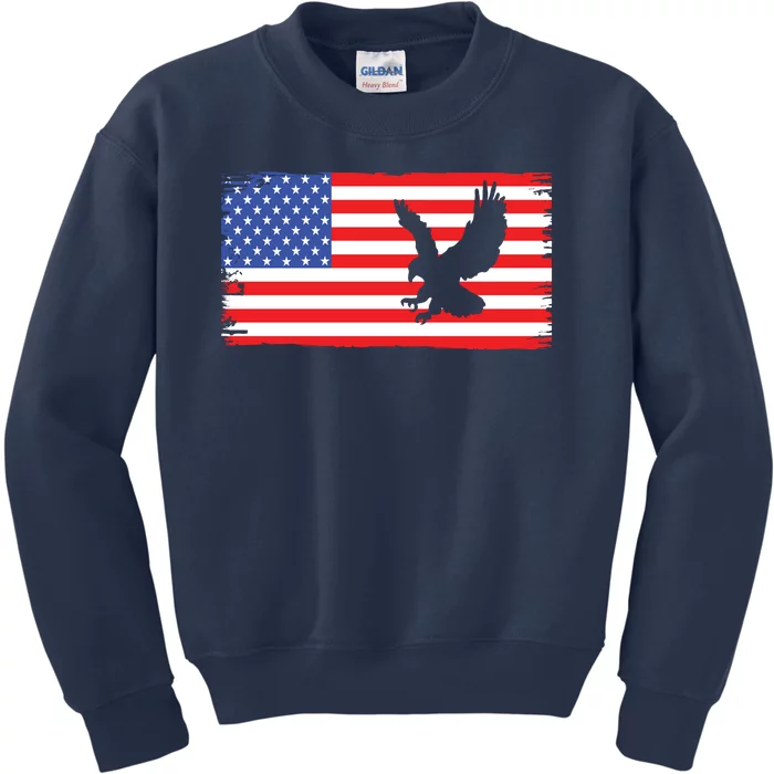 American Flag Flying Eagle Kids Sweatshirt