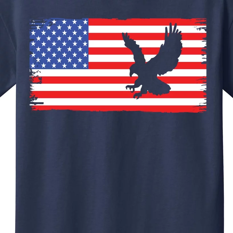 American Flag Flying Eagle Kids T-Shirt