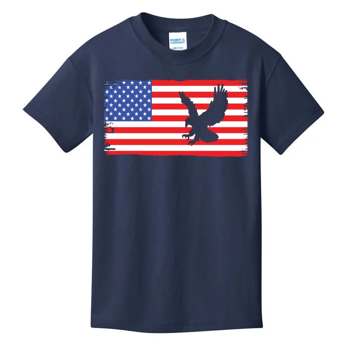 American Flag Flying Eagle Kids T-Shirt