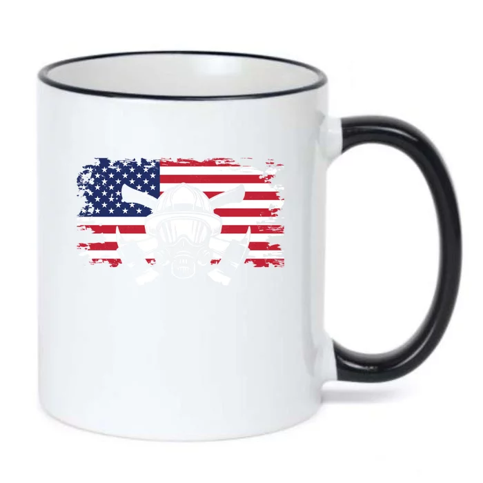 American Flag Fire Firefighter Fire Cute Gift Black Color Changing Mug